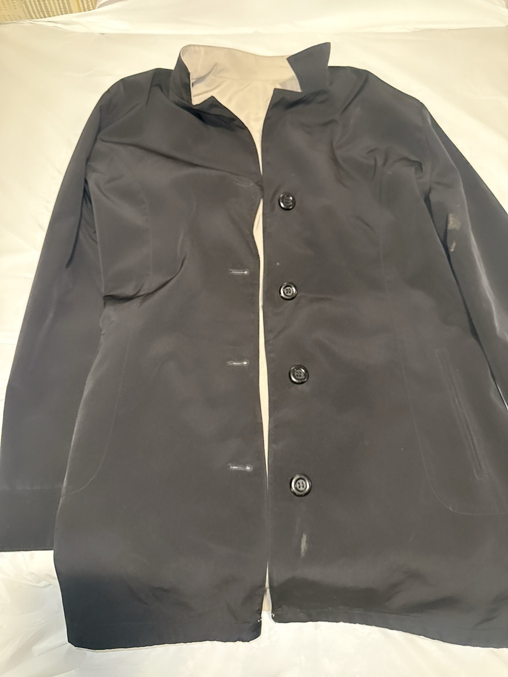 Preston & York Black Reversible Button Front Coat Jacket Large
